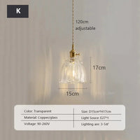 Retro Clear Glass Pendant Lamp Single Head Chandelier Cafe Bar Studio (9 Styles)