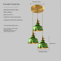 Vintage Brass Glass Pendant Light (Various Colors and Styles)