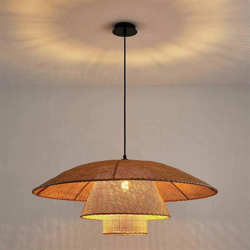 Retro Wabi-Sabi Rattan Pendant Light (Various Sizes)