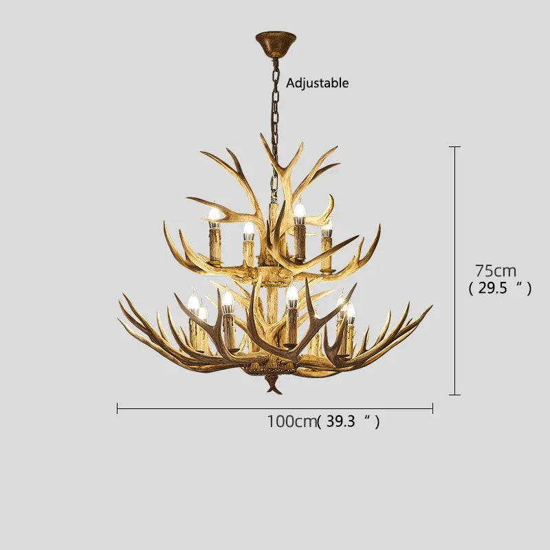 Retro LED Antler Chandelier Resin Pendant Lamp Decor Lighting (Various Sizes)