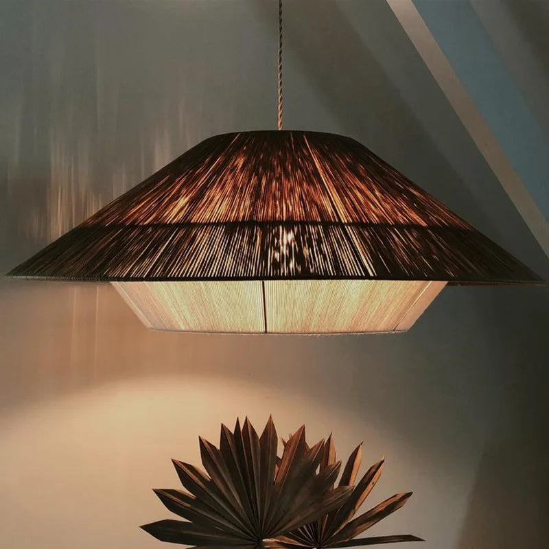Japanese Retro Hemp Rope Pendant Lamp (Various Styles and Sizes)