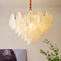 French Luxury Pendant Lamp Retro Glass Feather Design (Various Sizes)