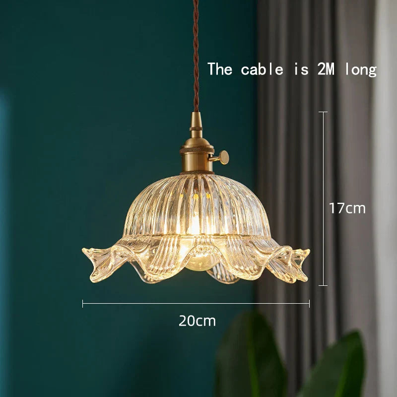 Japanese Glass Pendant Light - Vintage Brass (Various Sizes)