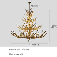 Retro LED Antler Chandelier Resin Pendant Lamp Decor Lighting (Various Sizes)