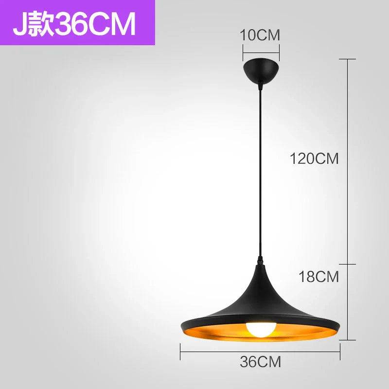 Nordic Retro Industrial Black Pendant Lamp Restaurant Bar Decor (Various Styles)