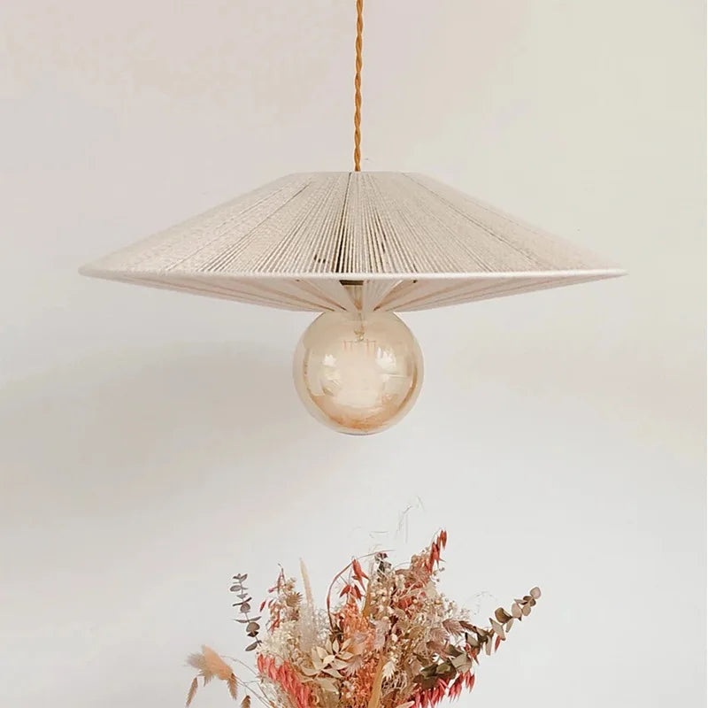 Japanese Retro Hemp Rope Pendant Lamp (Various Styles and Sizes)