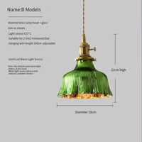Vintage Brass Glass Pendant Light (Various Colors and Styles)