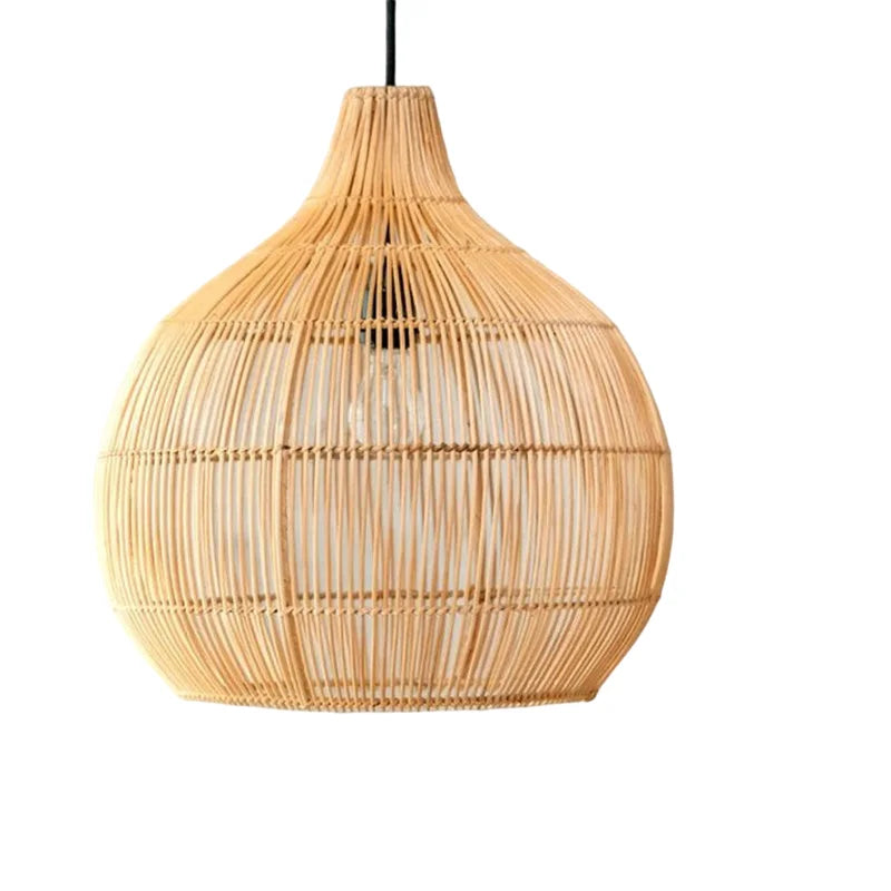 Japanese Handmade Rattan Woven Pendant Lamp Retro Decor (Various Sizes and Colors)