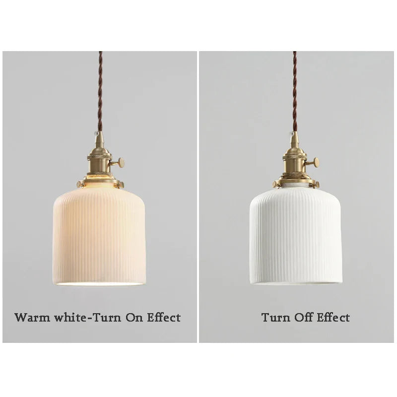 Modern Adjustable Rustic White and Brass Pendant Light (4 Styles)