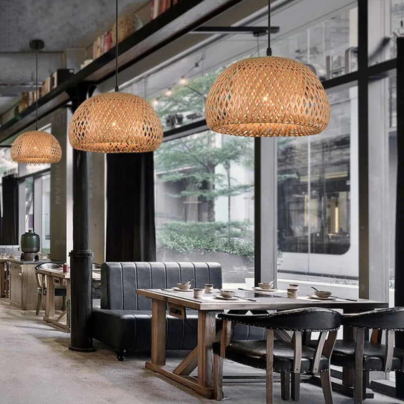 Exquisite Design Bamboo Handwoven Rattan Pendant Light (18 Styles)