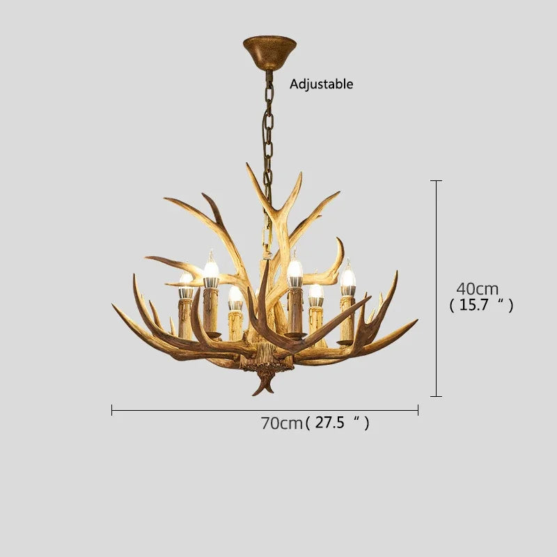 Retro LED Antler Chandelier Resin Pendant Lamp Decor Lighting (Various Sizes)