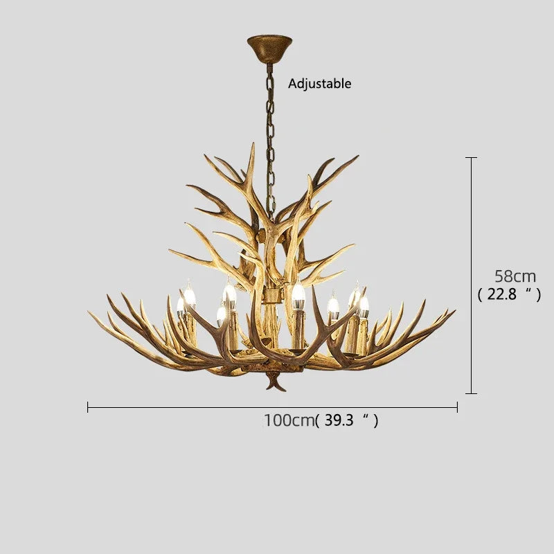 Retro LED Antler Chandelier Resin Pendant Lamp Decor Lighting (Various Sizes)