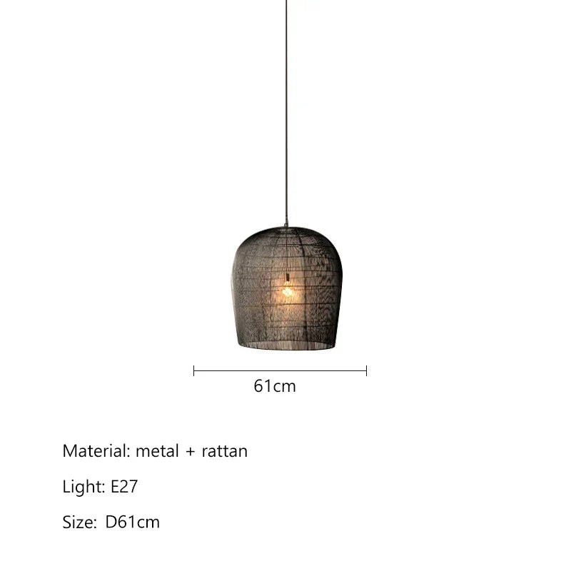 Wabi Sabi Rattan Pendant Light Handcrafted Elegance (Various Colors and Sizes)