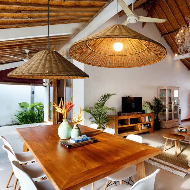 Minimalist Rattan Dou Pendant Light