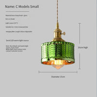 Vintage Brass Glass Pendant Light (Various Colors and Styles)