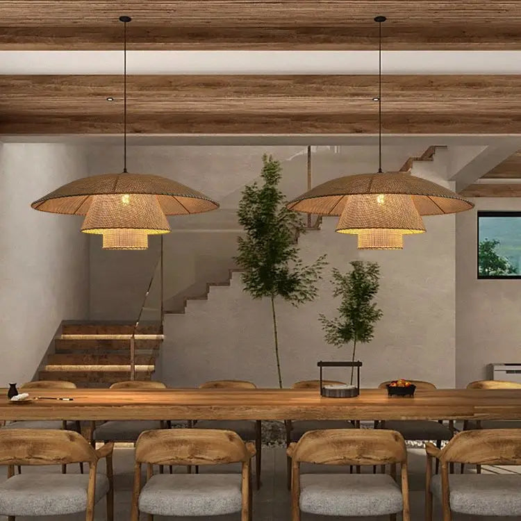 Retro Wabi-Sabi Rattan Pendant Light (Various Sizes)