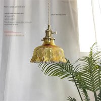 Vintage Brass Glass Pendant Light (Various Colors and Styles)