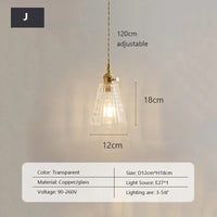 Retro Clear Glass Pendant Lamp Single Head Chandelier Cafe Bar Studio (9 Styles)
