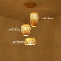 Set of 3Hand-Knitted Bamboo Rattan Pendant Lights (Various Styles)
