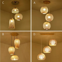 Set of 3Hand-Knitted Bamboo Rattan Pendant Lights (Various Styles)