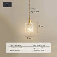 Retro Clear Glass Pendant Lamp Single Head Chandelier Cafe Bar Studio (9 Styles)