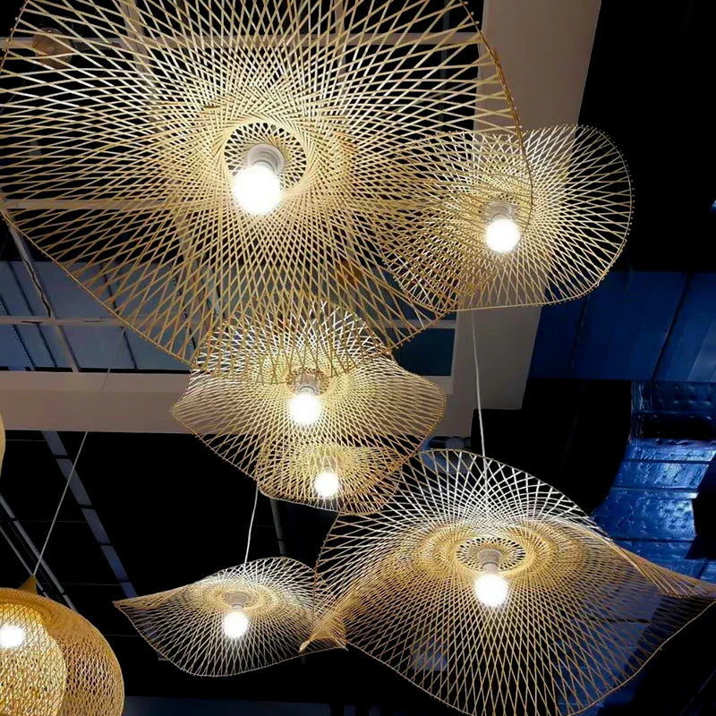 Natural Rattan Bamboo Woven Pendant (Various Styles and Sizes)