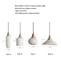 Modern Adjustable Rustic White and Brass Pendant Light (4 Styles)