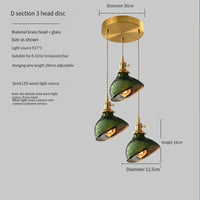 Vintage Brass Glass Pendant Light (Various Colors and Styles)