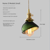 Vintage Brass Glass Pendant Light (Various Colors and Styles)