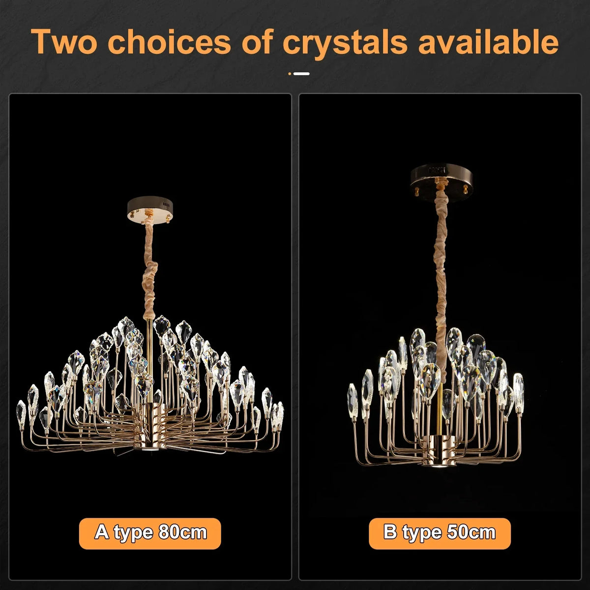 Serena Gold Crystal LED Chandelier Modern Pendant Light