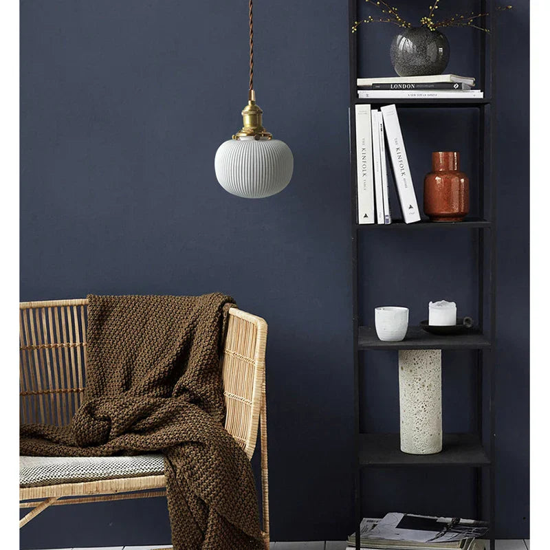 Modern Adjustable Rustic White and Brass Pendant Light (4 Styles)