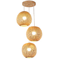 Set of 3Hand-Knitted Bamboo Rattan Pendant Lights (Various Styles)