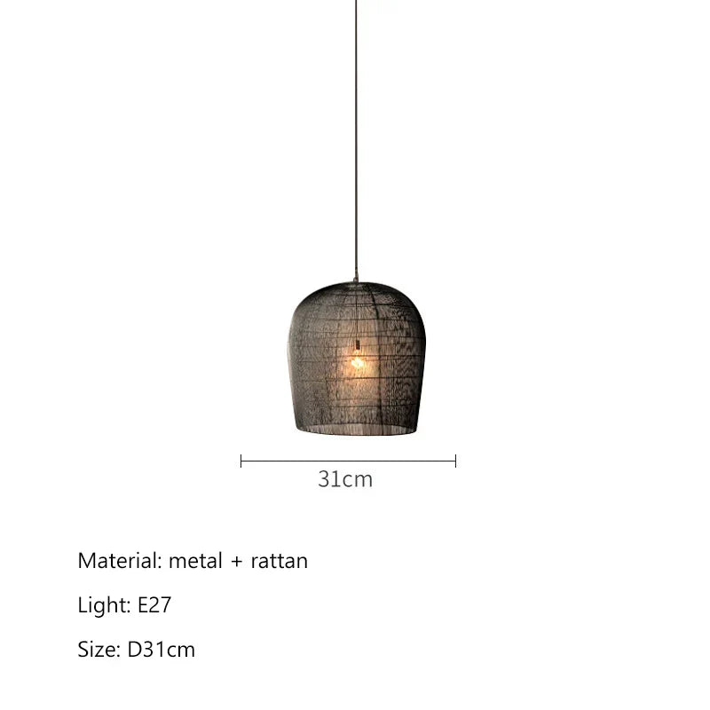 Wabi Sabi Rattan Pendant Light Handcrafted Elegance (Various Colors and Sizes)