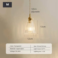 Retro Clear Glass Pendant Lamp Single Head Chandelier Cafe Bar Studio (9 Styles)