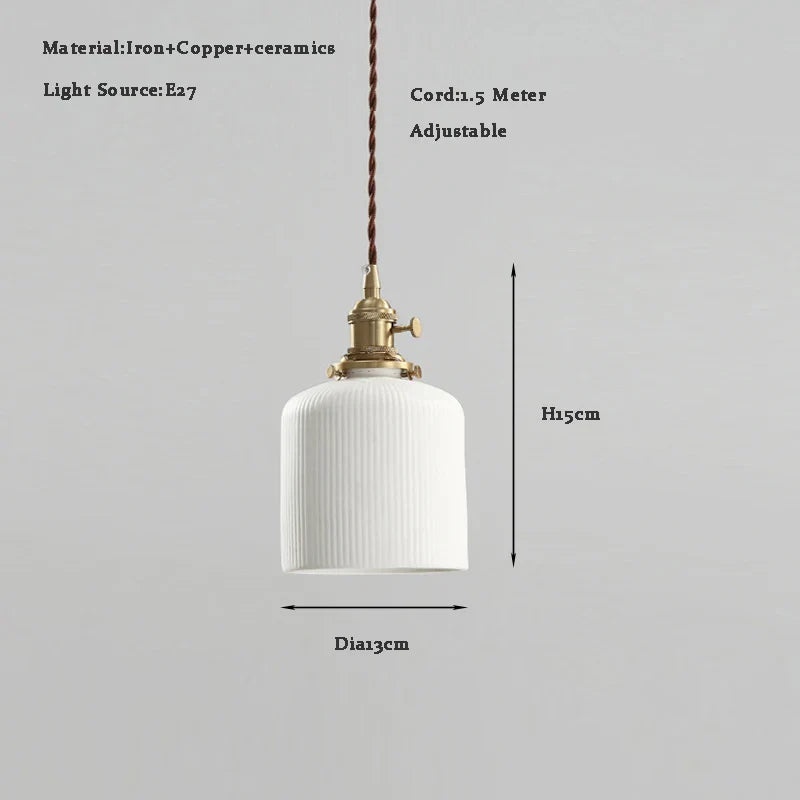 Modern Adjustable Rustic White and Brass Pendant Light (4 Styles)