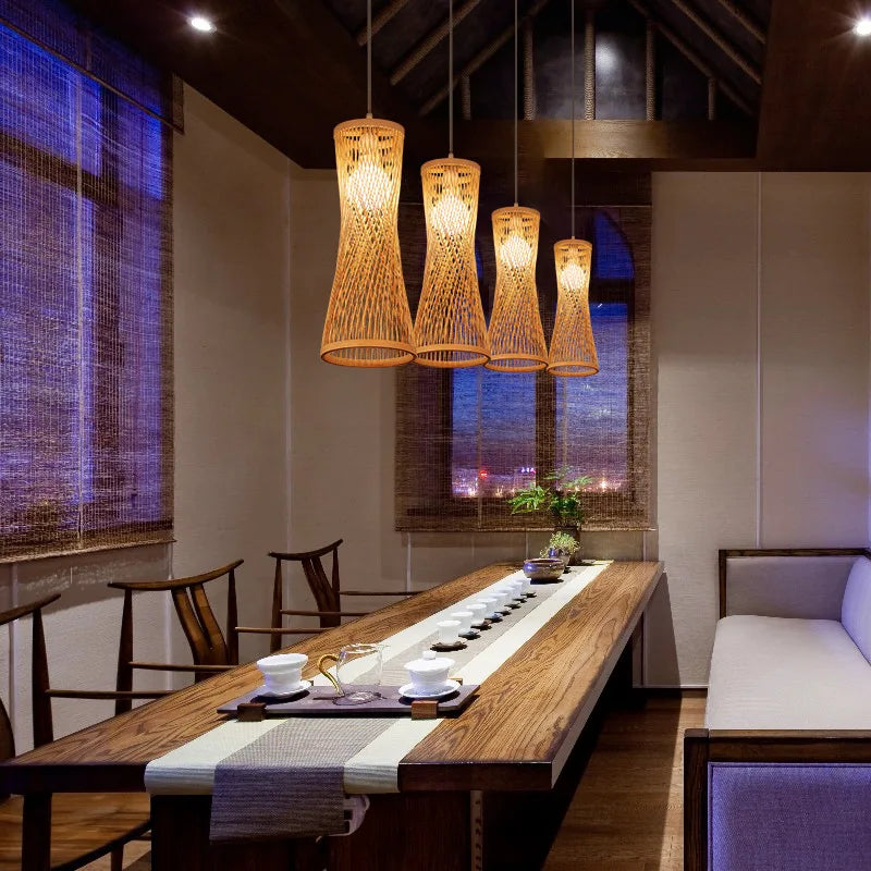Exquisite Design Bamboo Handwoven Rattan Pendant Light (18 Styles)
