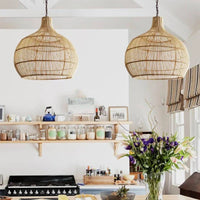 Japanese Handmade Rattan Woven Pendant Lamp Retro Decor (Various Sizes and Colors)