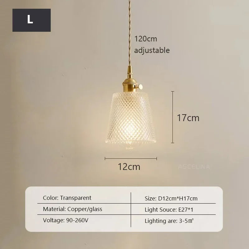 Retro Clear Glass Pendant Lamp Single Head Chandelier Cafe Bar Studio (9 Styles)