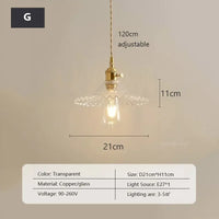 Retro Clear Glass Pendant Lamp Single Head Chandelier Cafe Bar Studio (9 Styles)