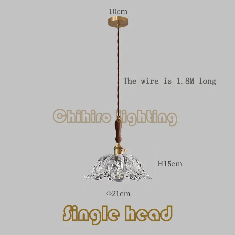Japanese Glass Pendant Light - Vintage Brass (Various Sizes)