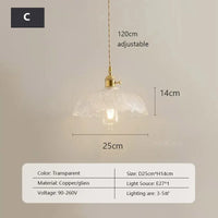 Retro Clear Glass Pendant Lamp Single Head Chandelier Cafe Bar Studio (9 Styles)