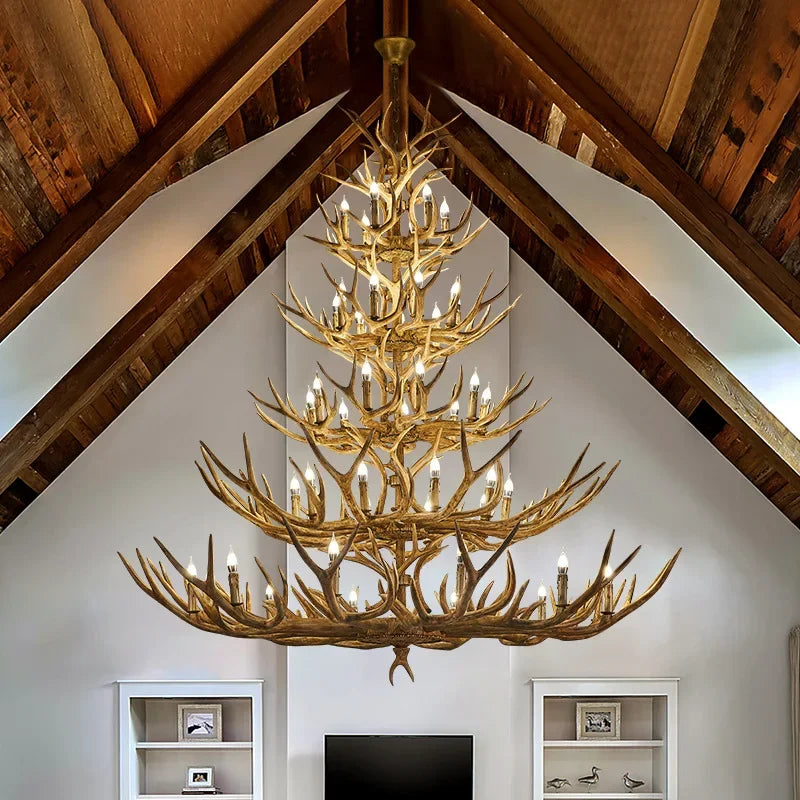 Retro LED Antler Chandelier Resin Pendant Lamp Decor Lighting (Various Sizes)