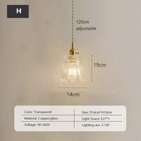 Retro Clear Glass Pendant Lamp Single Head Chandelier Cafe Bar Studio (9 Styles)