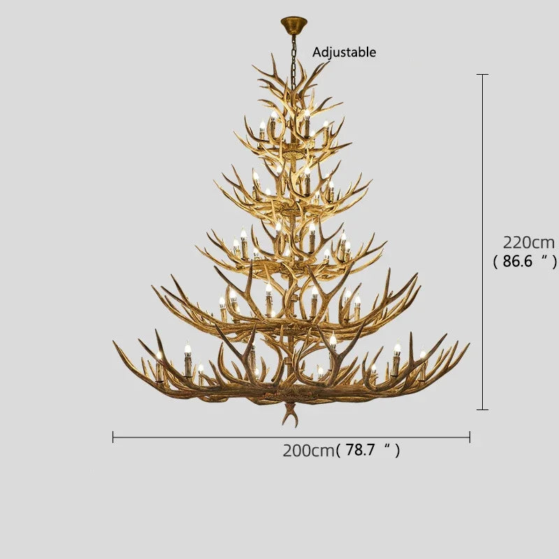 Retro LED Antler Chandelier Resin Pendant Lamp Decor Lighting (Various Sizes)