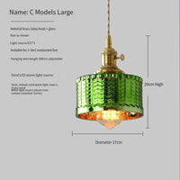 Vintage Brass Glass Pendant Light (Various Colors and Styles)