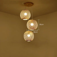 Set of 3Hand-Knitted Bamboo Rattan Pendant Lights (Various Styles)