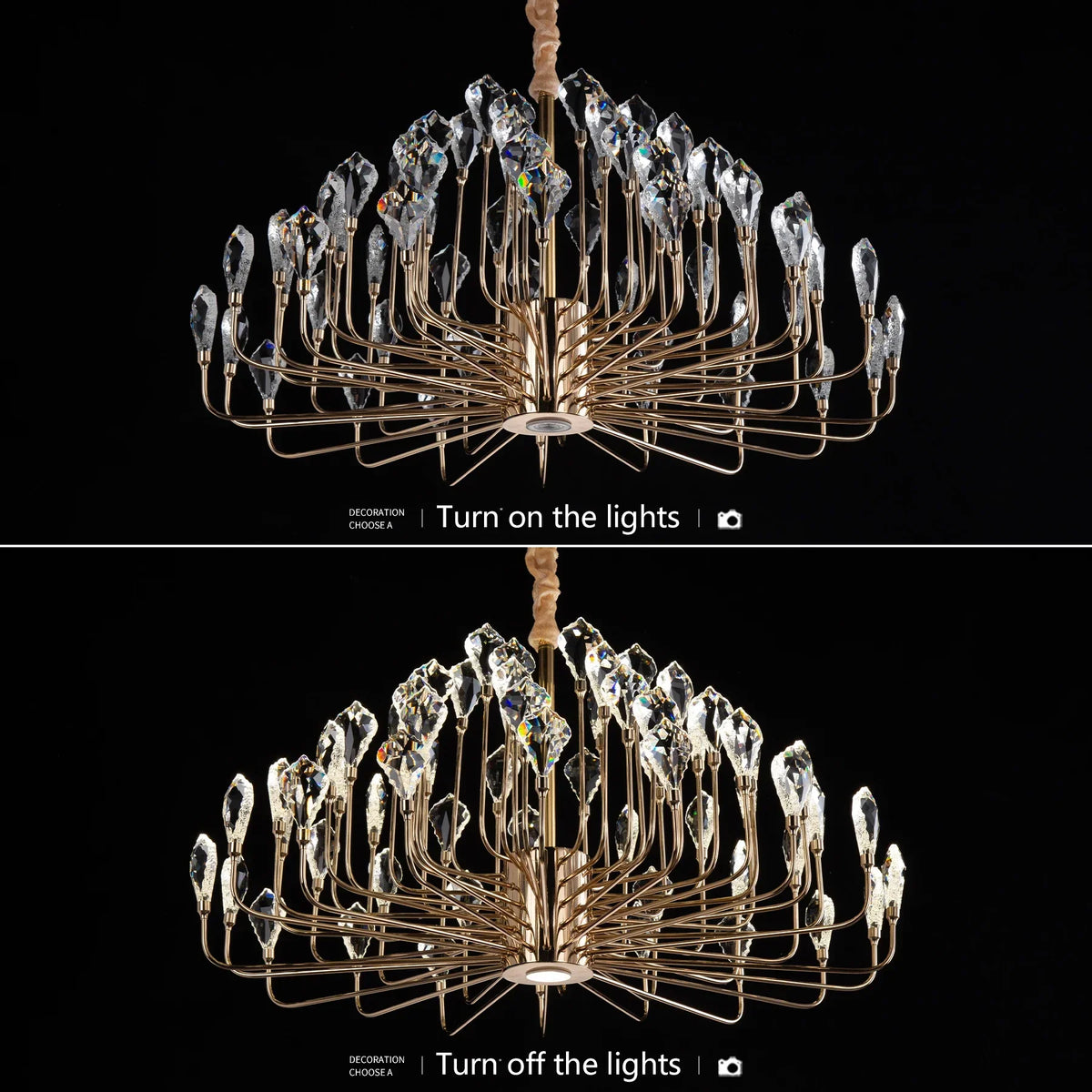 Serena Gold Crystal LED Chandelier Modern Pendant Light