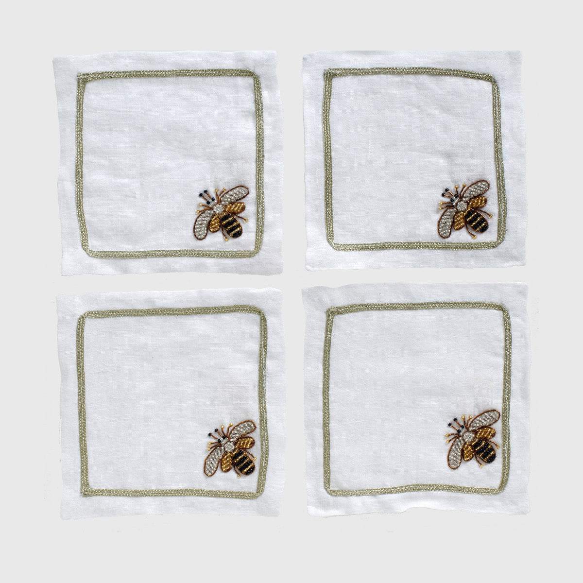 Stripey Bee Cocktail Napkins – Set of 4