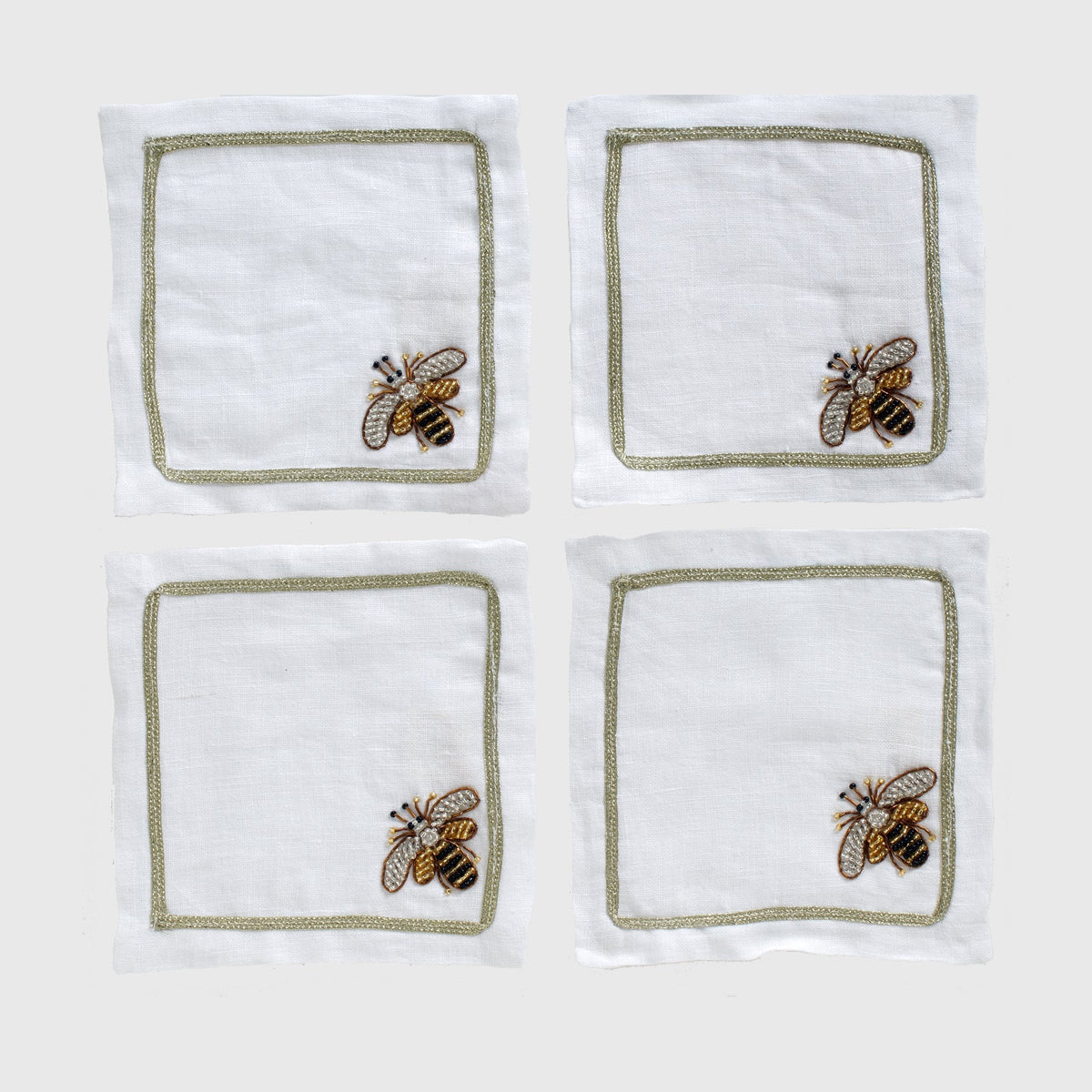 Stripey Bee Cocktail Napkins – Set of 4