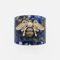 Stripey Bee Resin Napkin Rings – Blue Tortoiseshell (Set of 4)